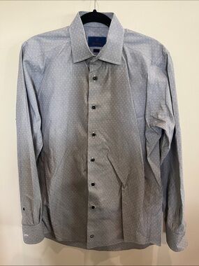 David Donahue Light Gray Dress Shirt with Subtle Pattern